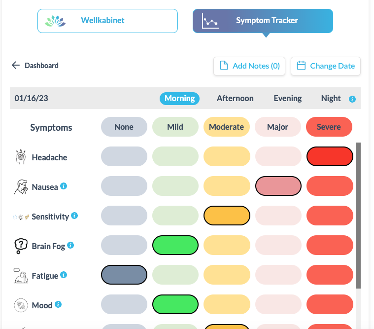 Symptom tracking