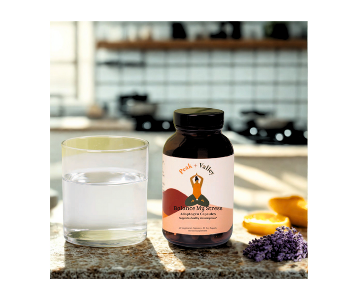 Balance My Stress By Peak + Valley bottle