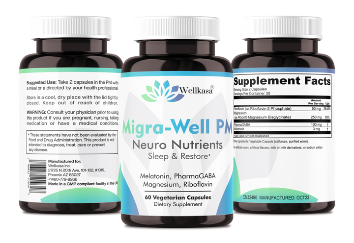 Migra-Well pm 60 Capsules by Wellkasa All three sides