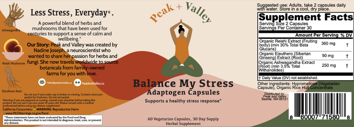 Balance My Stress By Peak + Valley Label