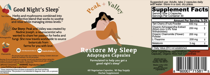 Restore My Sleep  By Peak + Valley Label