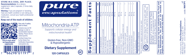 Mitochondria-ATP 120 Capsules by Pure Encapsulations Label